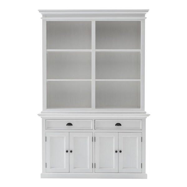 Homeroots 87" White Solid Wood Adjustable Four Tier Bookcase 397122 - main