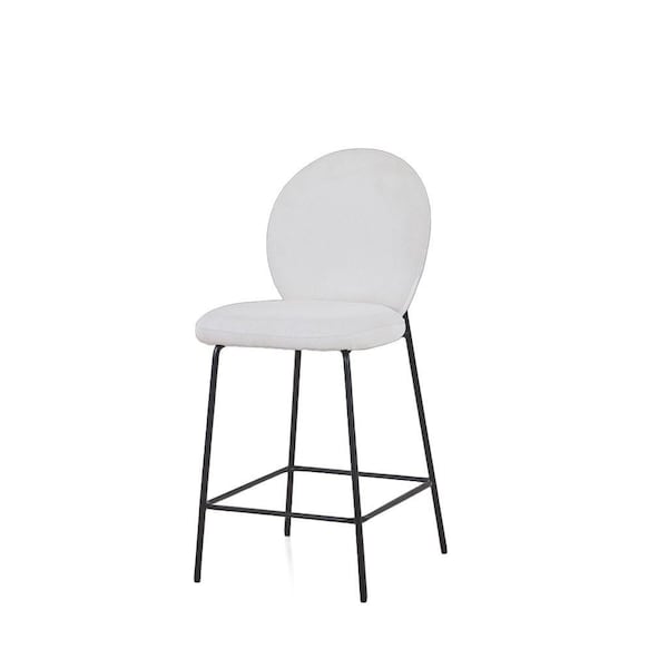 Homeroots Set of Two 26" Cream and Black Corduroy and Metal Counter Height Bar Chairs, 2PK 716228 - main
