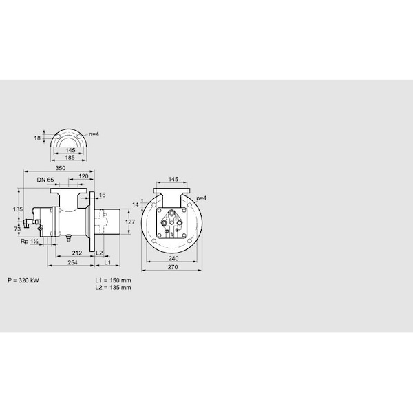 Honeywell Kromschroder Gas Burner - 10-1000 kW, 300-1200mm, Threaded Connection, Bio125RB KS84023027 - main