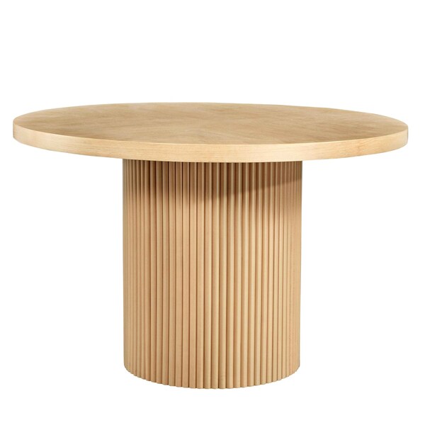 Homeroots 48" Natural Wood Pedestal Base Round Top Dining Table 602333 - main