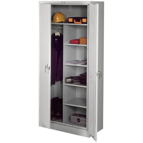 Tennsco Combo Wardrobe Storage Cabinet, 78 in H, 36 in W, Swing, Keyed, Light Gray, 6 Shelves, 0 Drawers 7814LGY - main