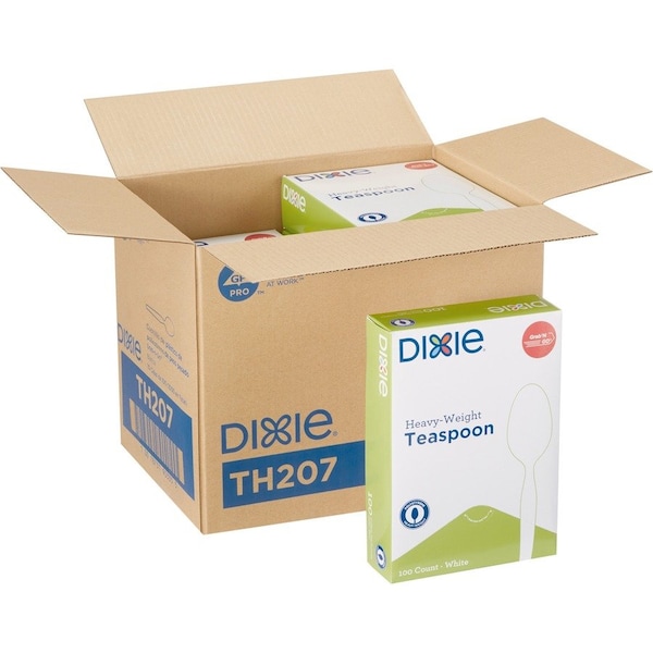Dixie Heavyweight Disposable Teaspoons GrabNGo by GP Pro, White, 1000PK DXETH207CT - main