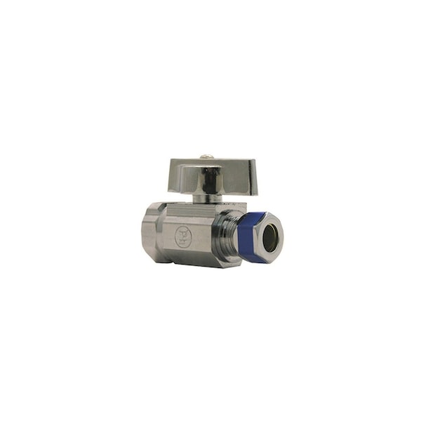 Larsen Supply Co. Angle Stop Valve, 1/4-Turn, Chrome, 3/8 FPT x 3/8-In. Compression Outlet 2692356 - main