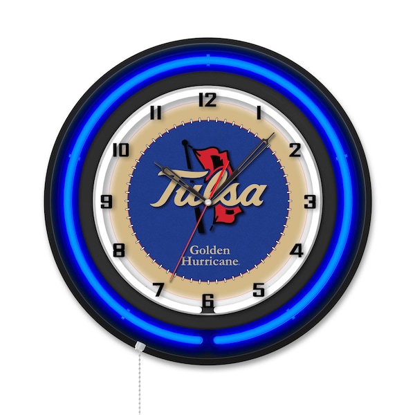 Holland Bar Stool University of Tulsa 19 Double Neon Wall Clock Clk19BK - main