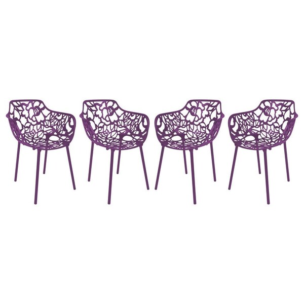 Leisuremod Modern Devon Aluminum Armchair, Purple, 4PK DCA23PU4 - main