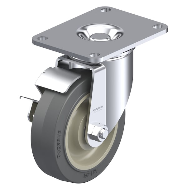 Pegasus Cstr, Swivl Plt, Gray Surlastc, 150 lb., Brk P12S-PRP030D-P2-WB - main