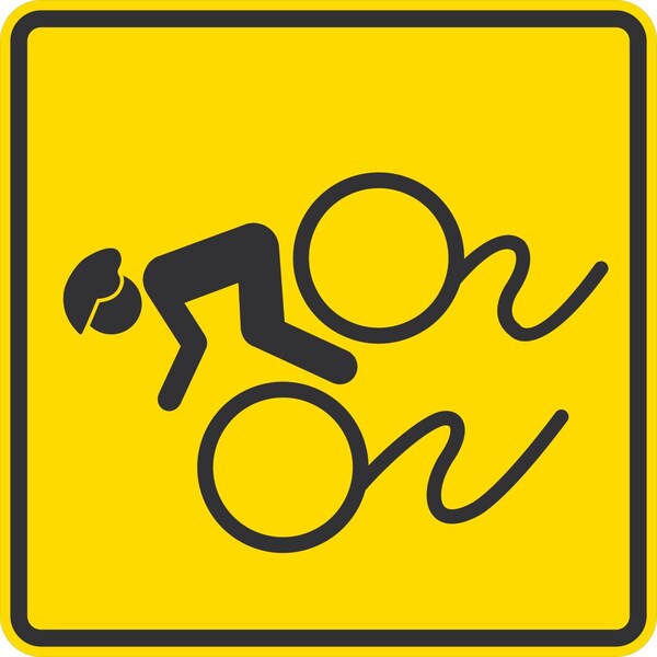 Lyle Slippery When Wet, (With Man Riding Bike Symbol), 24x24, Diamond Grade, Yellow G-12591-DG_24x24 - main