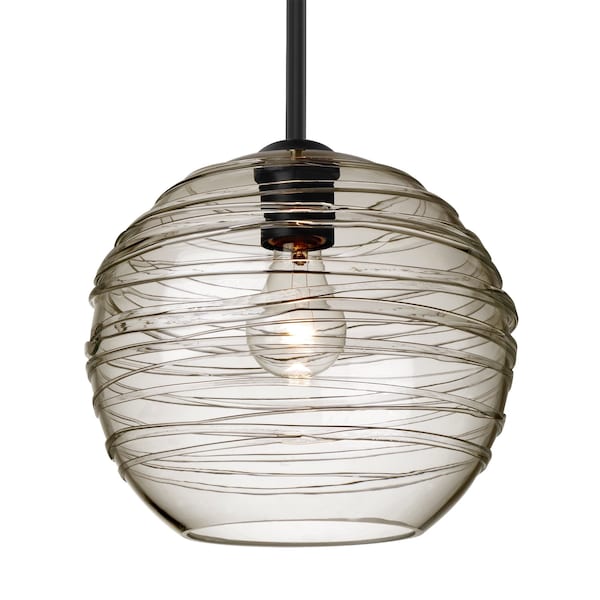 Besa Lighting Besa Wave 10 Pendant, Smoke, Black Finish, 1x 60W MAX E26 Base 1TT-462702-BK - main