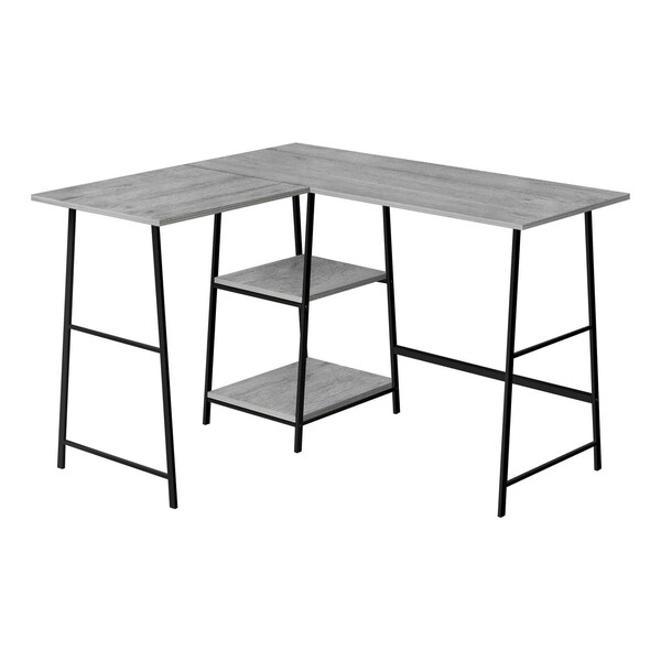 Homeroots 47" Gray and Black Wood and Metal Corner Trestle Computer Desk 489990 - main