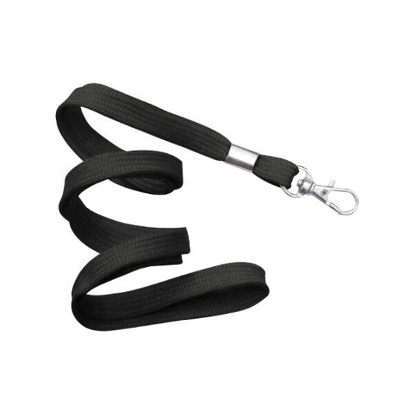 Brady People ID Black 3/8" (10 mm) Flat Braid Woven Lanyard W/ Trigger Snap Swivel Hook 2135-3601 - main