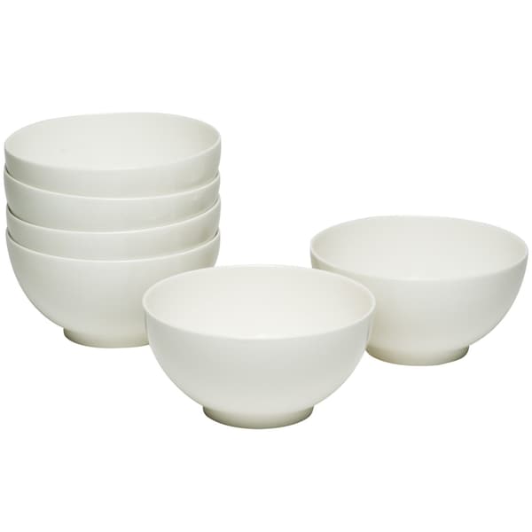 Homeroots White Six Piece Porcelain Service For Six Bowl Set 483486 - main