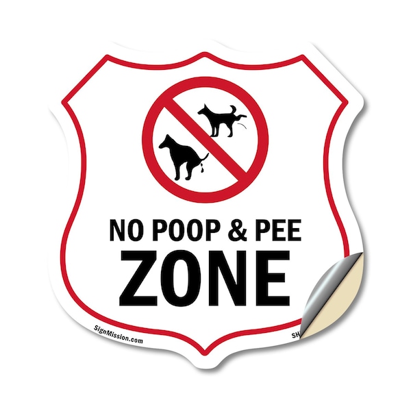 Signmission Dog Poop Shield Sign No Poop & Pee Zone, 18 Inch X 18 Inch, Vinyl Decal SHI-D-18-375 - main