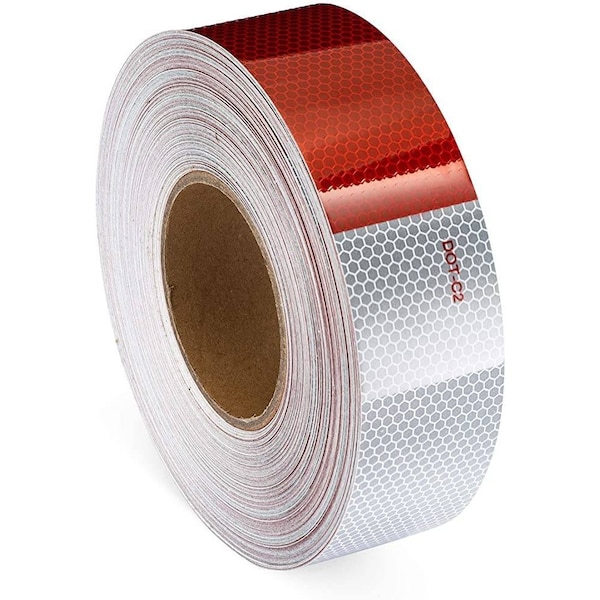 Wod Tape Retroreflective Tape with ReflectiveStripe Red-White: 30 in. x 50 yds WOD RT5DOT-S11-30000-LOG-50-RW - main