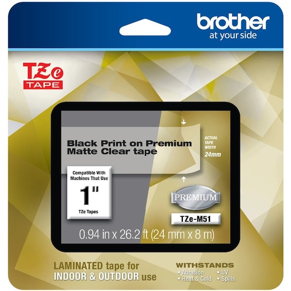 Brother Label/RibbonCartridge, Clear, 15/16inW TZEM51G - main