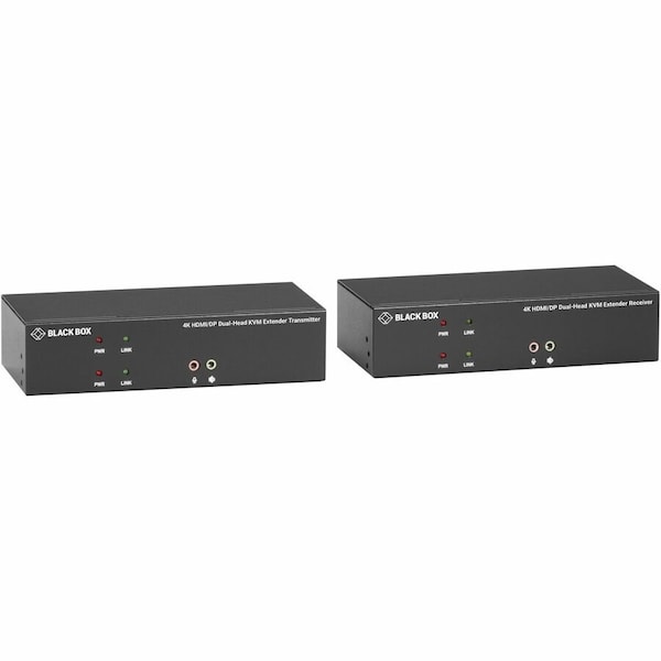 Black Box KVM EXTENDER KIT FIBER BUNDLE - DUAL-MONITOR, HDMI/DISPLAYPORT 4K30, USB 2.0, AU KVXLCHDPF-200-SFPBN1 - main