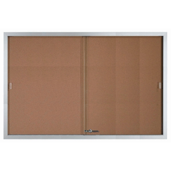 Aarco Enclosed Bulletin Boards w/ Sliding Glass Doors Satin Anodized Aluminium 48"x72" SBC4872 - main