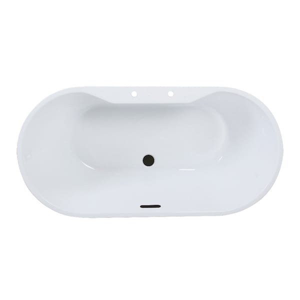 Kingston Brass 55" Acrylic Oval Double Ended Freestanding Tub with Drain, Glossy White/Matte Black VT7DE552823C420 - main