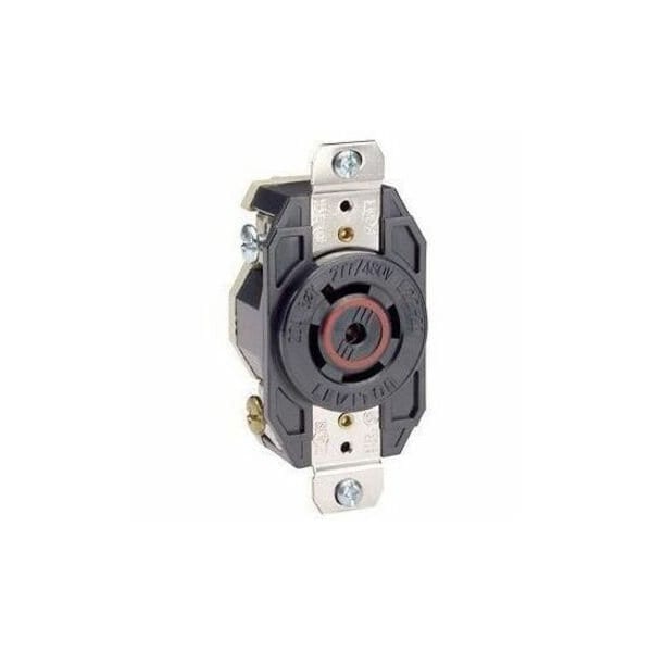 Leviton Flanged Locking Receptacle, L23-20R, 20 A, 347/600V AC, Three Phase, 4 Pole, Flush Mount, Black 2530 - main