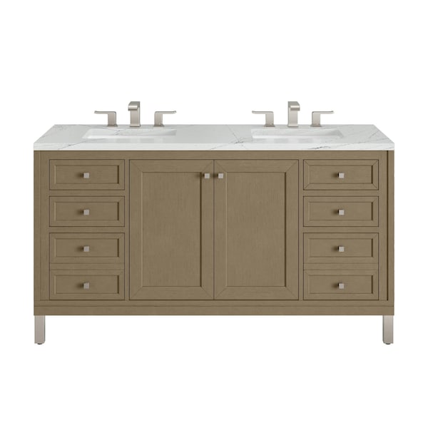 James Martin Vanities Chicago 60'' D Vanity, Walnut Whisper, w/ Ethereal Noctis Silestone Top w/FreePower Wireless Charger 503-V60D-WLW-FENC - main
