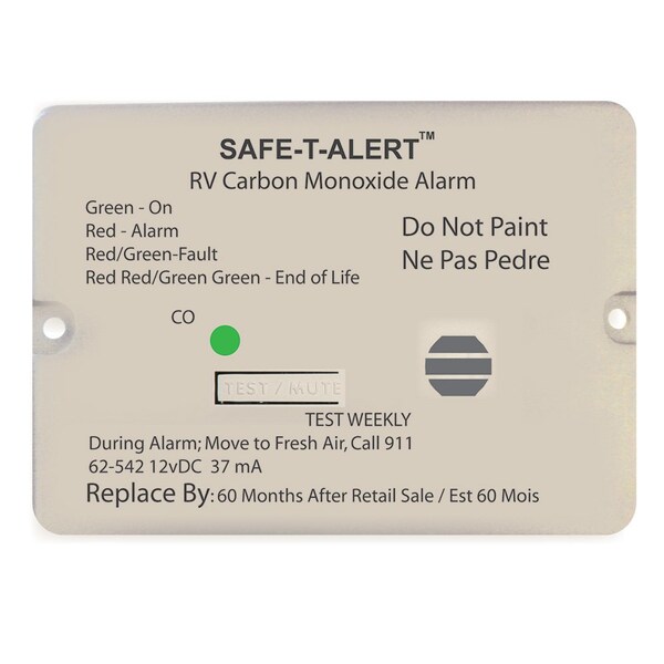 Safe-T-Alert 62 Series Carbon Monoxide Alarm - 12V - RV Flush Mount - White 62-542-WT - main