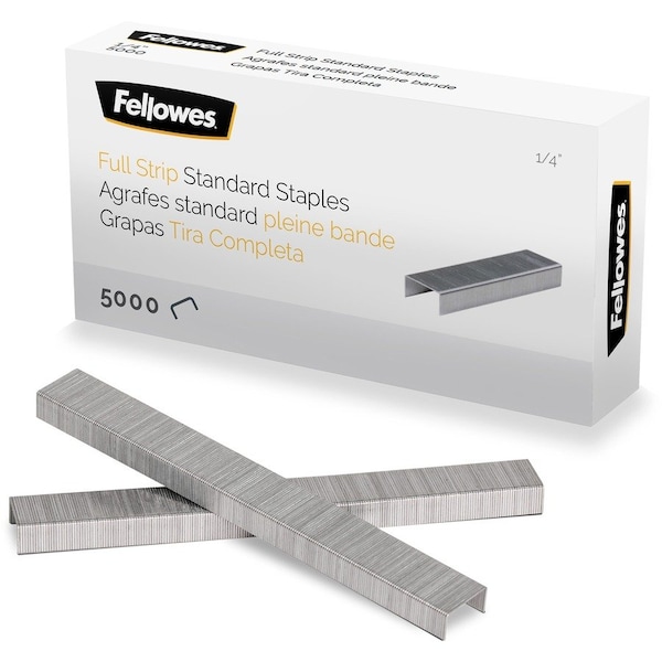 Fellowes 1/4in Full Strip of Staples 5000pk, 1/4in, for Paper, Silver 5010801 - main