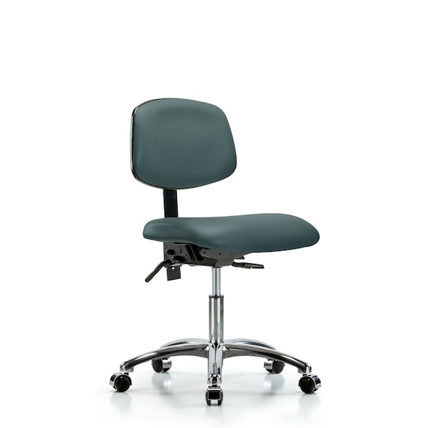 Blue Ridge Ergonomics Desk Chair Desk Chair, Vinyl, Chrome Casters, Blu, No Arms, 18" to 23" Height, Vinyl, Colonial Blue BR-VDHCH-CR-T0-A0-CC-8546 - main