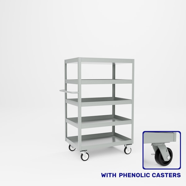 Pucel Five Shelf Heavy Duty Stock Cart, 24 in W x 58 3/4 in H x 36 in D, Gray L-2436-P - main