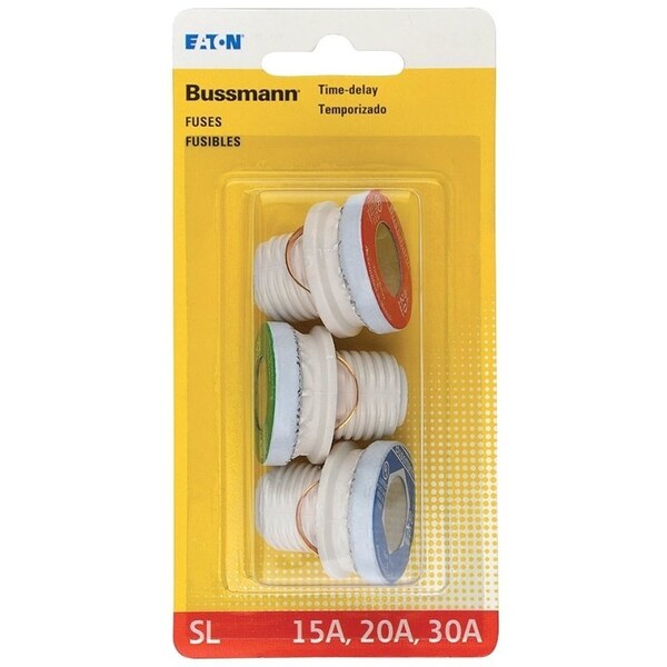 Eaton Bussmann Plug Fuse Kit, SL Series, Time-Delay, 15A to 30A, 125V AC, Indicating, 10kA at 125V AC BP/SL-A - main