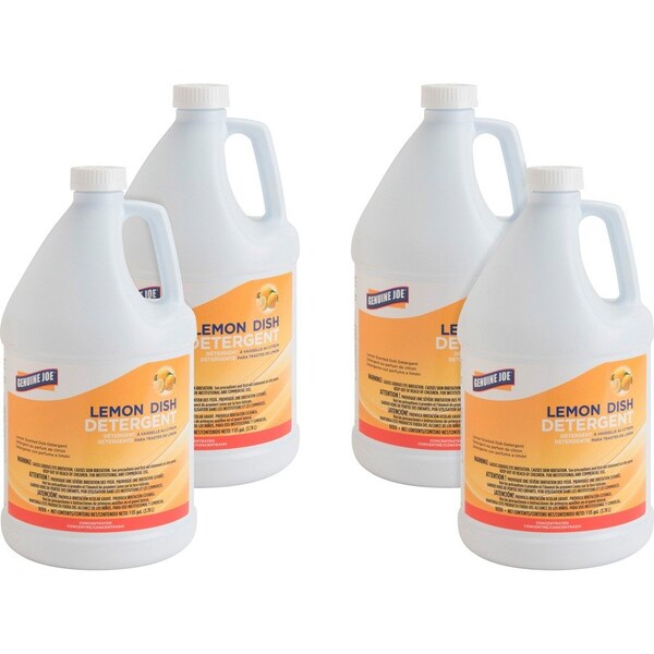 Genuine Joe Lemon Dish Detergent Gallon - Liquid - 128 fl oz - Lemon Scent, 4PK GJO10359CT - main