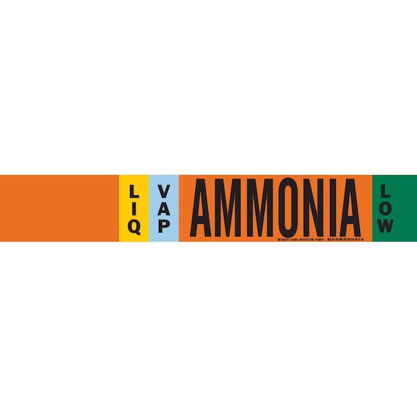 Brady LIQVAP AMMONIA LOW Pipe Marker, 2.25in H x 14in W, Fits Pipes 2.5in Dia. Thru 7.875in Dia. 145852 - main