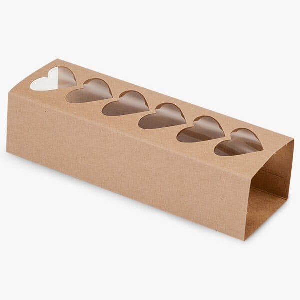Nashville Wraps Kraft Macaron & Cookie Sleeve with Heart Window, 8.25x2.5x2, 100PK MCSSHK - main