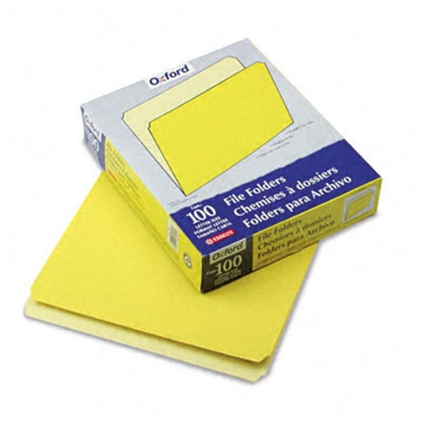 Pendaflex Two-Tone File Folder- Straight Top Tab- Letter- Yellow/Light Yellow, 100PK 152-YEL - main