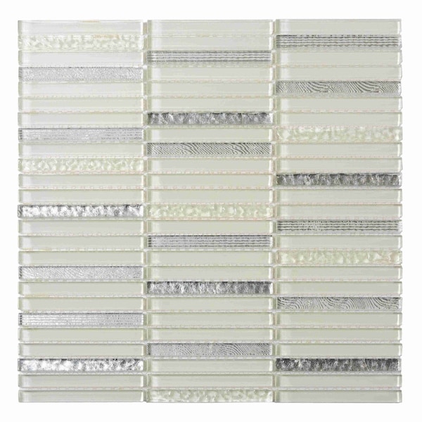Apollo Tile White 11.8 in x 11.8 in Glass Glossy Floor and Wall Mosaic Tile 4.83 sqft/case, 5PK APLCAS88016A - main
