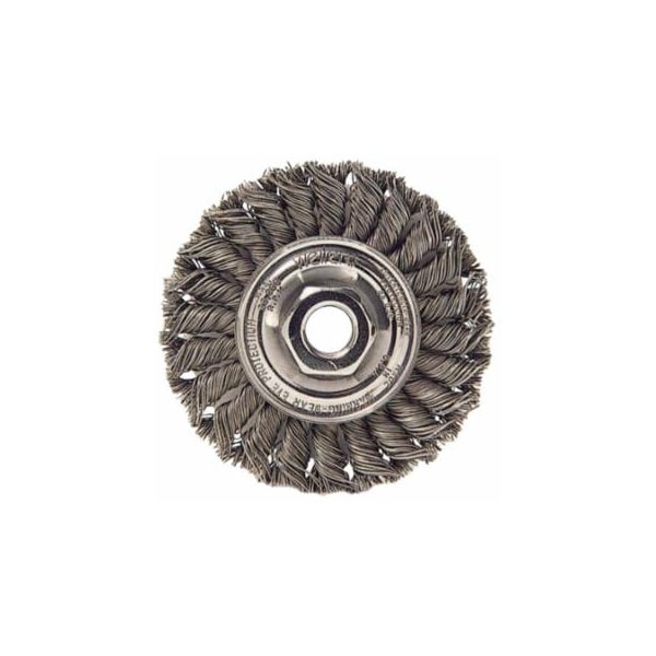 Weiler Standard Twist Knot Wheel, 4 D x 1/2 W, .014 Stainless Steel, 3/8 in-24 UNF Nut 804-13110 - main