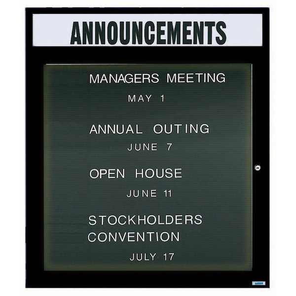 Aarco Illuminated Outdoor Enclosed Directory w/ Al Frame Header, Powder Coated Black, 36''Hx30''W OADC3630HIBK - main