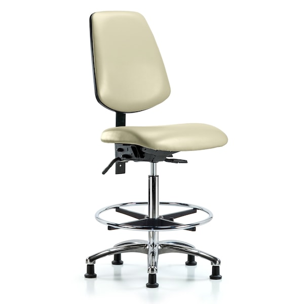 Blue Ridge Ergonomics High Bench Chair No Arms, 26" to 35-1/2" Height, Vinyl, Adobe White BR-VHBCH-MB-CR-T0-A0-CF-RG-8501 - main