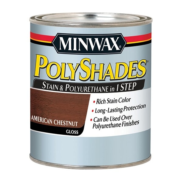Minwax 1 Qt Minwax 61475 American Chestnut PolyShades Wood Stain And Polyurethane Gloss 61375 - main