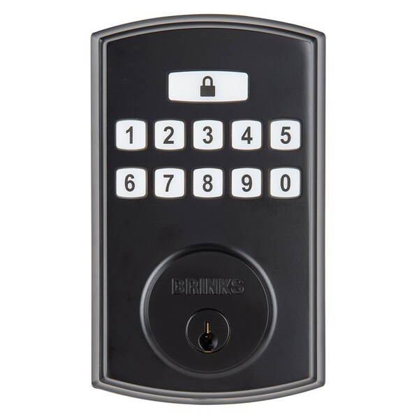 Brinks Electronic Keypad Series Deadbolt Lock Matte Black Finish 4390-122 - main