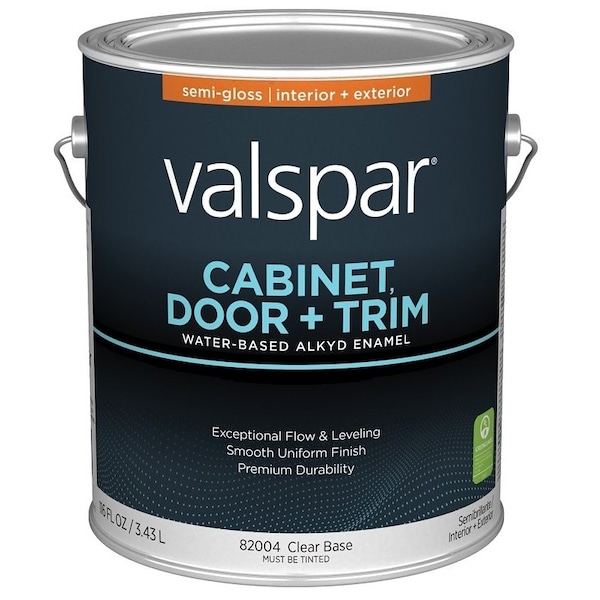 Valspar 8200 Cabinet, Door and Trim Paint Enamel, Water Base, Semi-Gloss Sheen, Clear Base, 1 gal 028.0082004.007 - main