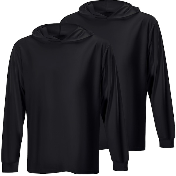 Protectx Sun Protection Hoodie, Polyester, Black, S, 2 PK HD-APL130-BK-02-S - main