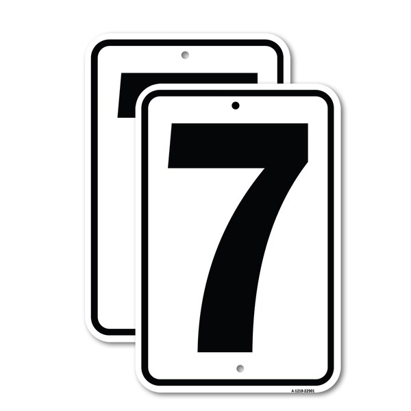 Signmission Sign with Number '7, 12'' X 18'' 2 Signs, Heavy Gauge Aluminum, 2PK A-1218-2PACK-22901 - main