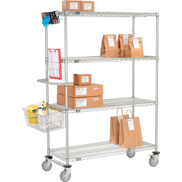 Global Industrial Nexelate Curbside Wire Truck w/4 Shelves and Polyurethane Casters, 54"L x 24"W x 69"H B2370792 - main