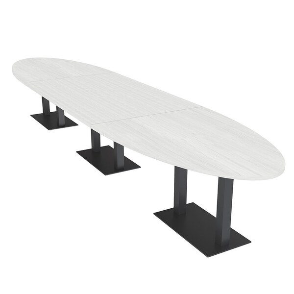 Skutchi Designs Oval Conference Table With Power Unit, 48 in W, 192 in L, White HAR-OVL-48X192-DOU.BK-WA7976-NA - main