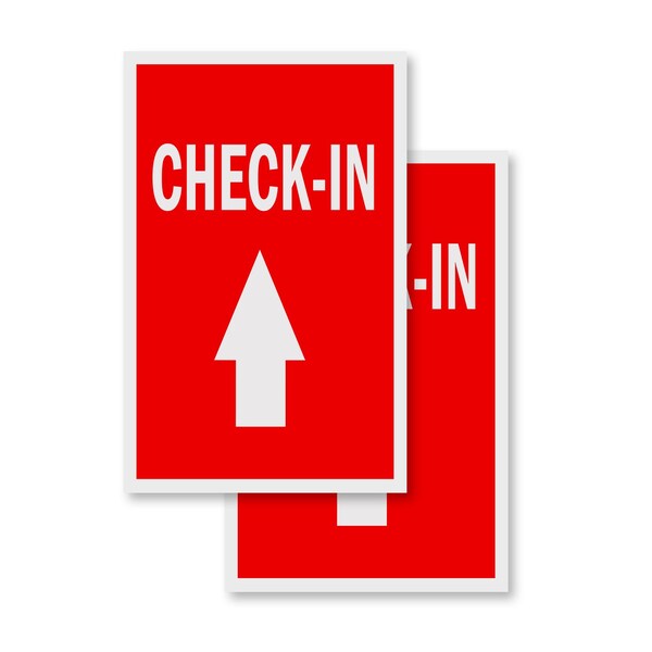 Signmission Check-in With Up Arrow, Vinyl Decals Only 24 Inch x 36 Inch, Vinyl Decal, 2PK DSB-2436-2PACK-Check-in With Up Arrow - main