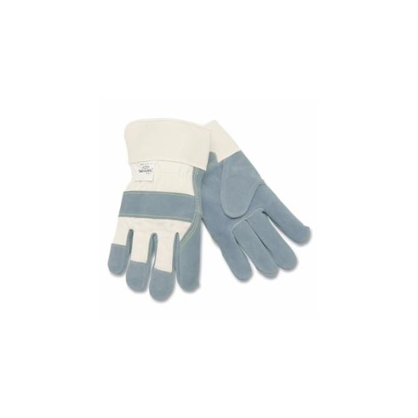 Mcr Safety Select Shoulder Split Cow Gloves, Medium, Gray/White Fabric, 12PK 127-1500KM - main