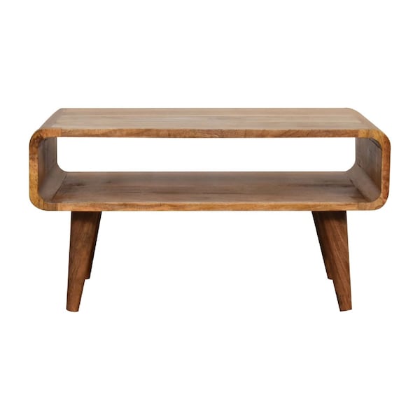Homeroots 26in Brown Solid Wood Open Shelving TV Stand 719190 - main