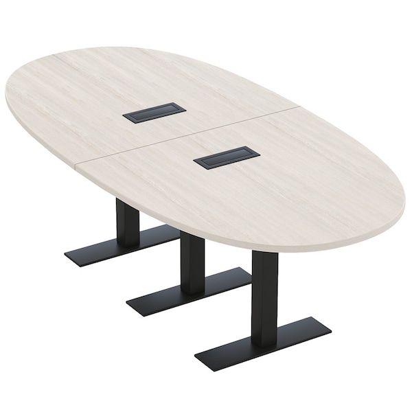 Skutchi Designs 8 Person Conference Table With Power Unit | 8' Boval Table | Harmony Series HAR-BOVL-48X96-T.BK-K458-EBLK - main