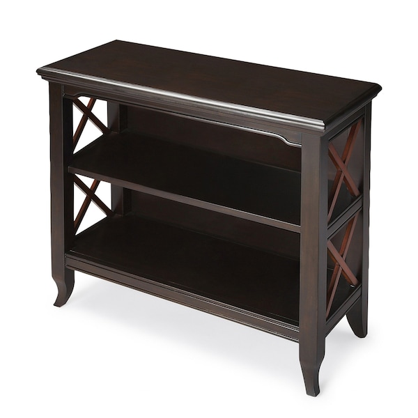 Homeroots 30" Dark Brown Two Tier Standard Bookcase 389555 - main
