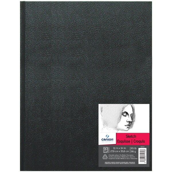 Canson Artist Series Sketch Art Book, Black Cover, Hardbound, 90 Sheet, 11x14 inch C100510419 - main