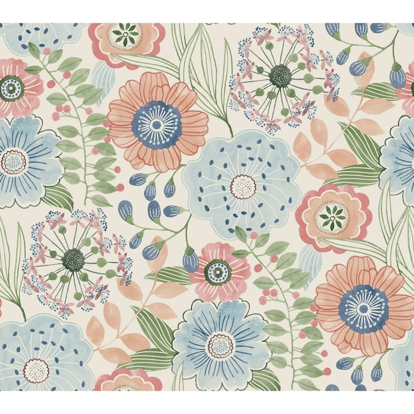 York Wallcoverings Artistic Bouquet Multicolor Wallpaper ZM2893 - main